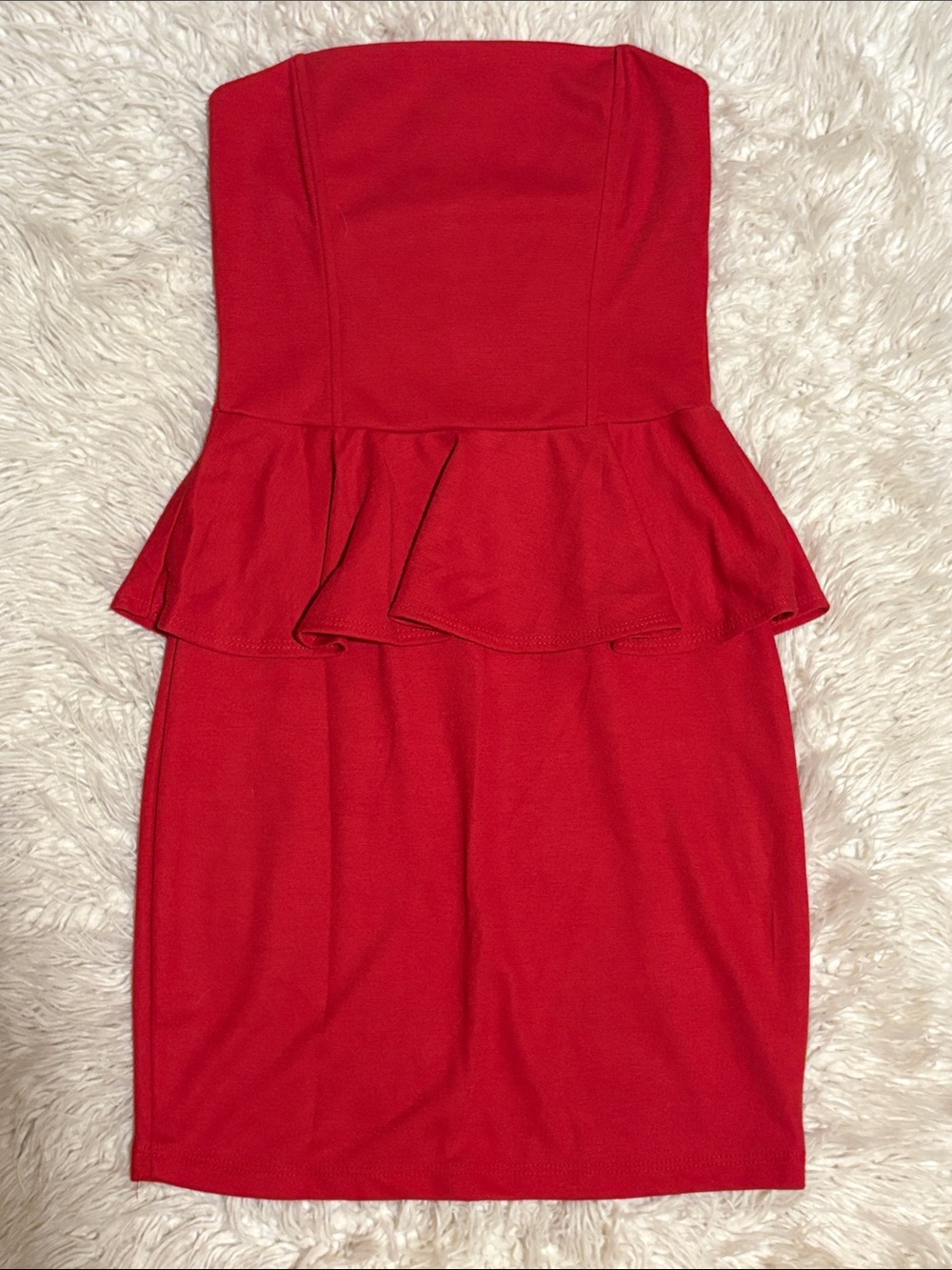 Strapless Red Peplum Bodycon Dress